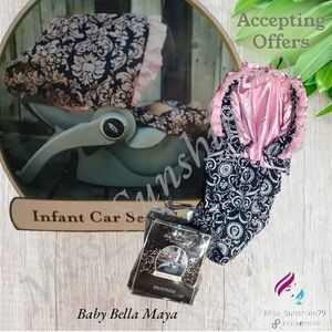 Baby Bella Maya - super cute car seat cover - Luxury baby - satin pink & ruffles